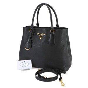 PRADA 2way Hand Shoulder Bag Leather Nero 1BA239 Black Purse 90276965